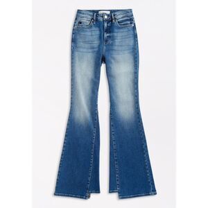 KANCAN Women’s High Rise Medium Wash Inset Hem Flare Jeans Size 29 Style #T16590